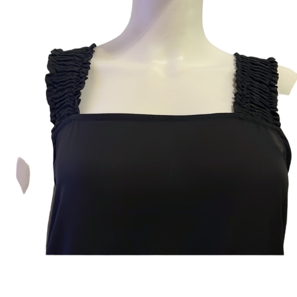 NWT Pleione Square Neck Smock Sleeve Tank Black XS - Picture 3 of 5